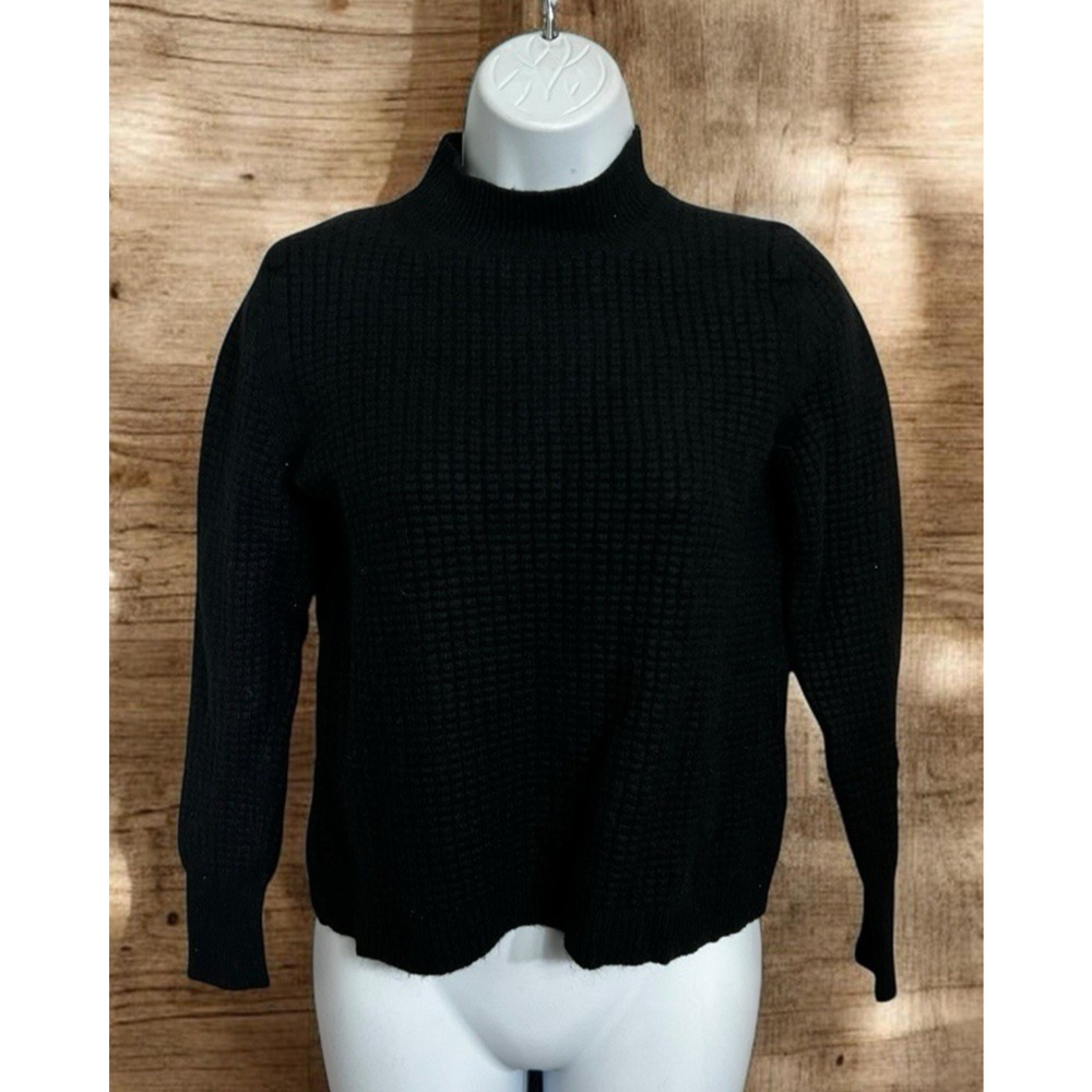 Women's Banana Republic Black Pullover Sweater Sz S Square Textured Cotton Blend